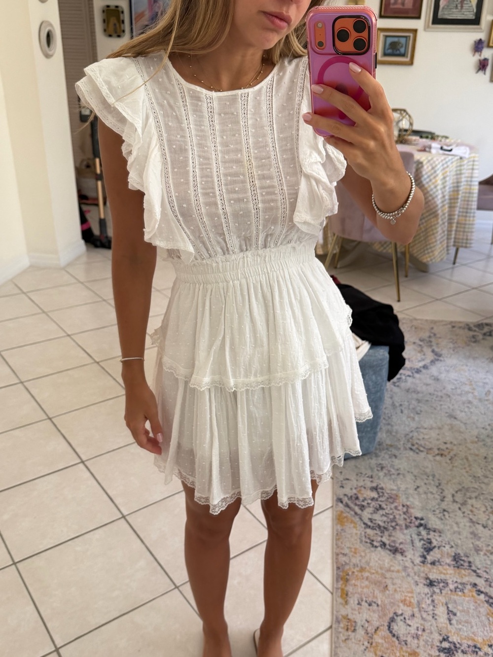 White Ruffle Tiered Mini Dress